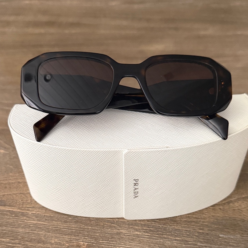 Prada Dark Tortoiseshell Rectangular Sunglasses W… - image 1